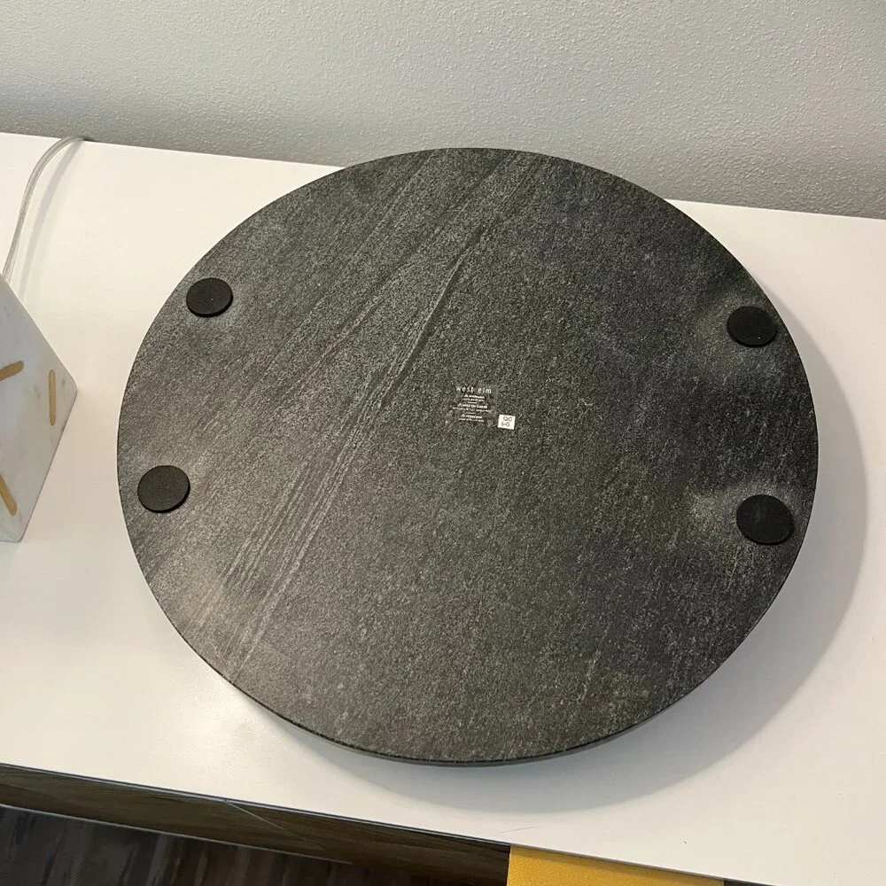 West Elm - Marble & Brass Round Cheese Board - Marble Midnight Finish